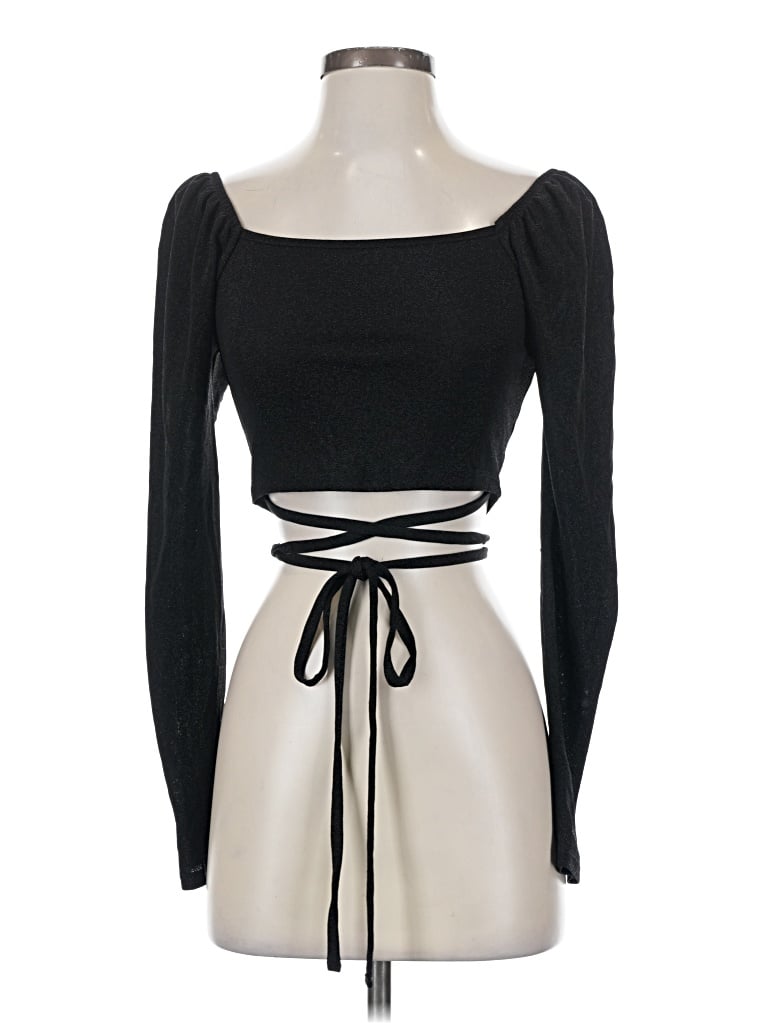 Pre-owned Louna Long Sleeve Top Black Sweetheart Neckline Tops