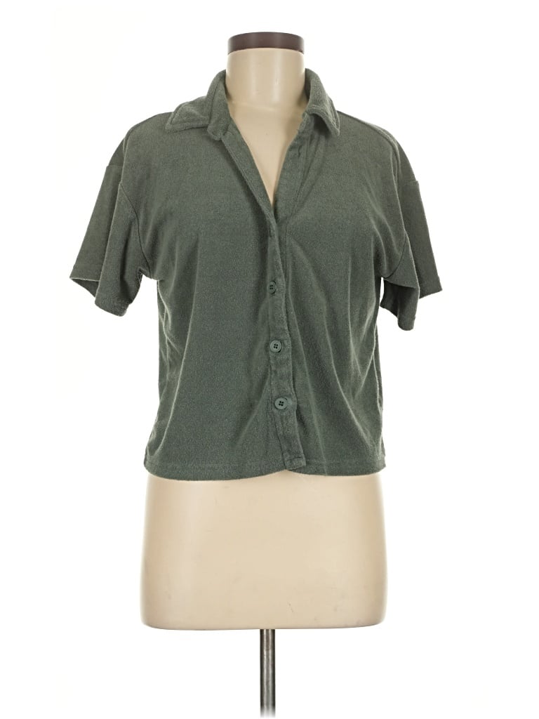 Pre-owned Kittenish Short Sleeve Blouse In Green