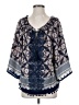 Joy Joy 100% Rayon Blue 3/4 Sleeve Blouse Size XS - photo 1