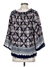 Joy Joy 100% Rayon Blue 3/4 Sleeve Blouse Size XS - photo 2