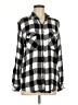 Seven7 100% Rayon Checkered-gingham Silver Long Sleeve Button-Down Shirt Size M - photo 1