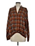Patrizia Luca 100% Polyester Plaid Brown Long Sleeve Blouse Size XS - photo 1