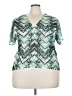 Style&Co 100% Polyester Teal Short Sleeve Blouse Size 3X - photo 1