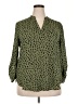 Lush 100% Polyester Animal Print Green 3/4 Sleeve Blouse Size XXL - photo 1