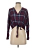 Rails 100% Rayon Plaid Burgundy Long Sleeve Blouse Size S - photo 1