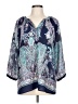 Roz & Ali 100% Polyester Paisley Blue 3/4 Sleeve Blouse Size L - photo 1