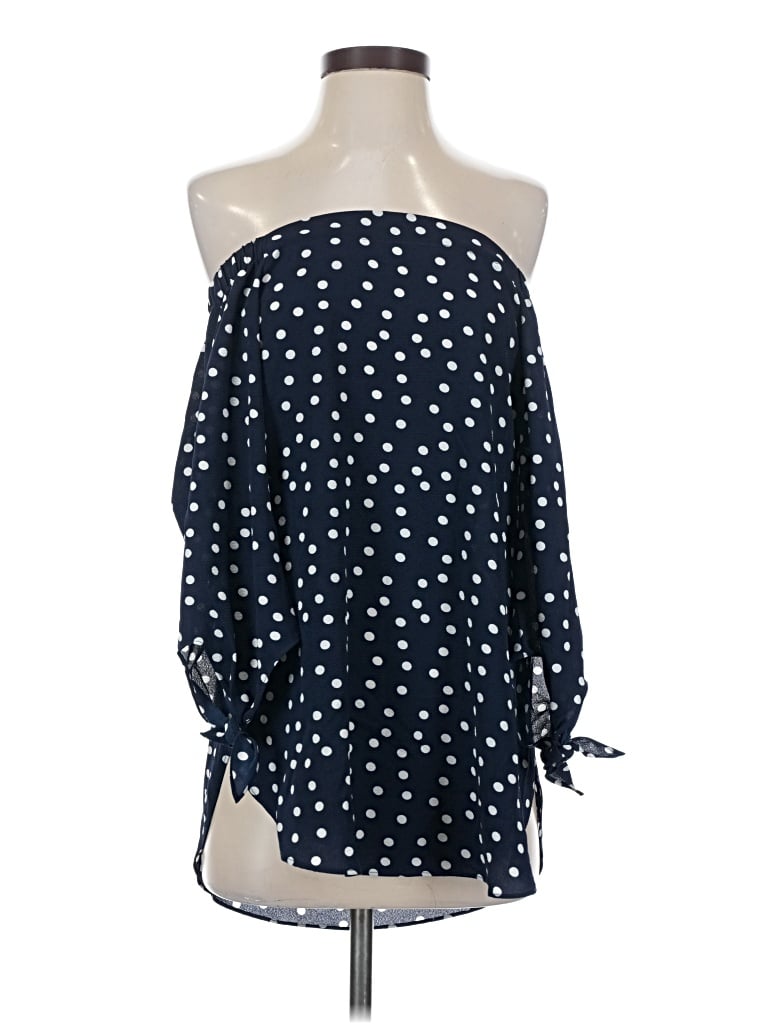 Pre-owned Status By Chenault 3/4 Sleeve Blouse In Blue