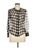 Charter Club Houndstooth Silver Long Sleeve Blouse Size 6 - photo 1