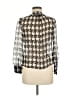 Charter Club Houndstooth Silver Long Sleeve Blouse Size 6 - photo 2