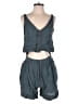 Esby 100% Linen Solid Blue Romper Size S - photo 1