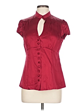 Blouse En Soie Nanette Lepore Pour Bergdorf Goodman - Taille 6 - Bleu Marine Manches Courtes - Occasion En Très Bon état