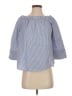 Zara 100% Baumwolle Blue 3/4 Sleeve Blouse Size S - photo 1