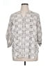 41Hawthorn 100% Polyester Checkered-gingham Silver 3/4 Sleeve Blouse Size 1X - photo 1