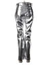 Gap 100% Polyester Metallic Silver Jeggings Size 28 Waist Short - photo 2