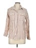Assorted Brands Stripes Brown 3/4 Sleeve Button-Down Shirt Size L - photo 1