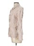 Assorted Brands Stripes Brown 3/4 Sleeve Button-Down Shirt Size L - photo 5