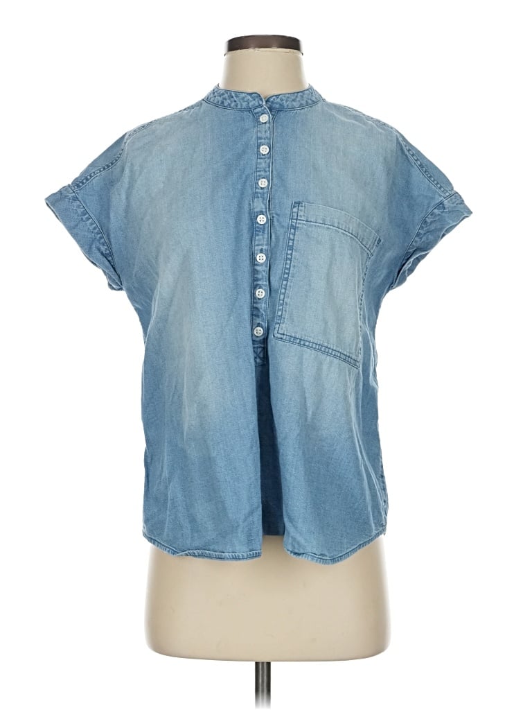 Pre-owned Not Monday Short Sleeve Button Down Shirt In Blue
