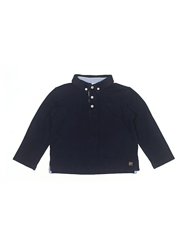Pre-owned Janie And Jack Kids' Long Sleeve Polo Shirt In Blue