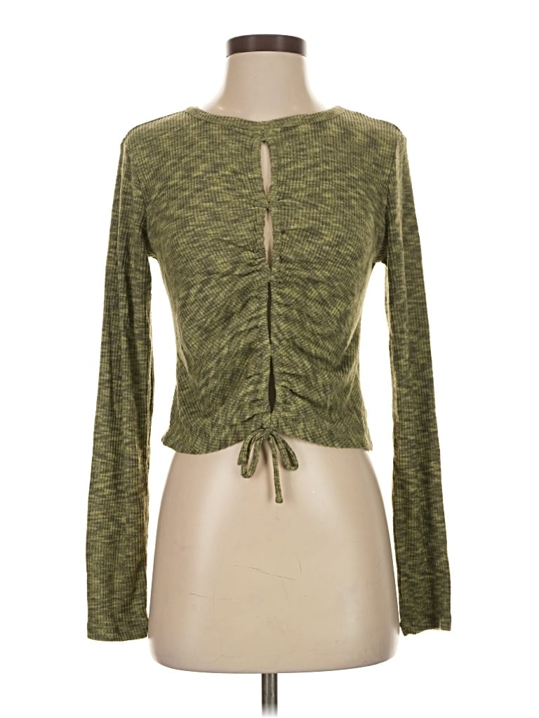 Wild Fable Long Sleeve Top Green Keyhole Neckline Tops