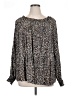 Unbranded 100% Viscose Animal Print Black Tan Long Sleeve Blouse Size XL - photo 1