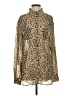Kardashian Kollection 100% Polyester Animal Print Gold Yellow Long Sleeve Blouse Size S - photo 1