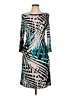 Three Dots Graphic Teal Cocktail Dress Size L - photo 1