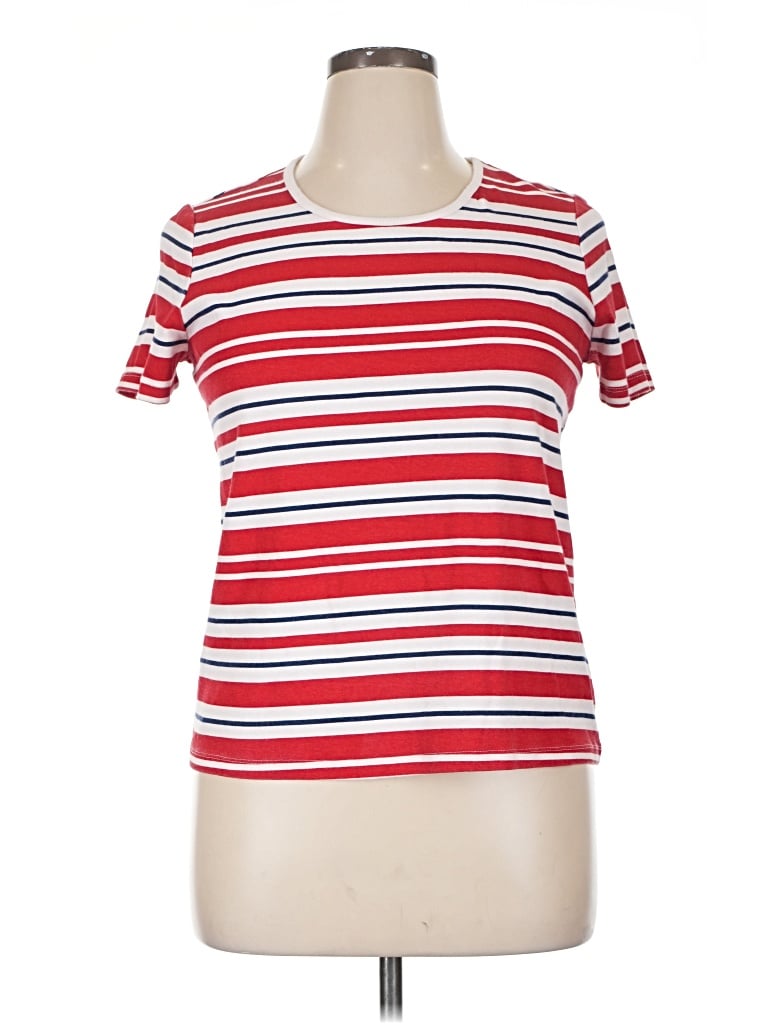 Pre-owned White Stag Short Sleeve Top Red Scoop Neck Tops
