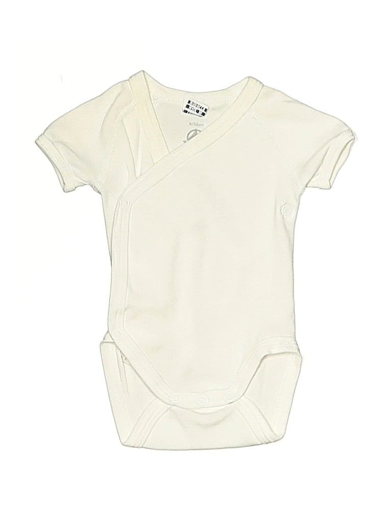 Pre-owned Petit Bateau Babies' Short Sleeve Onesie In White