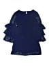 Amy Byer 100% Polyester Blue 3/4 Sleeve Blouse Size 8 - photo 2