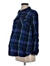 Isabel Maternity 100% Rayon Plaid Blue 3/4 Sleeve Button-Down Shirt Size Sm Maternity - photo 1