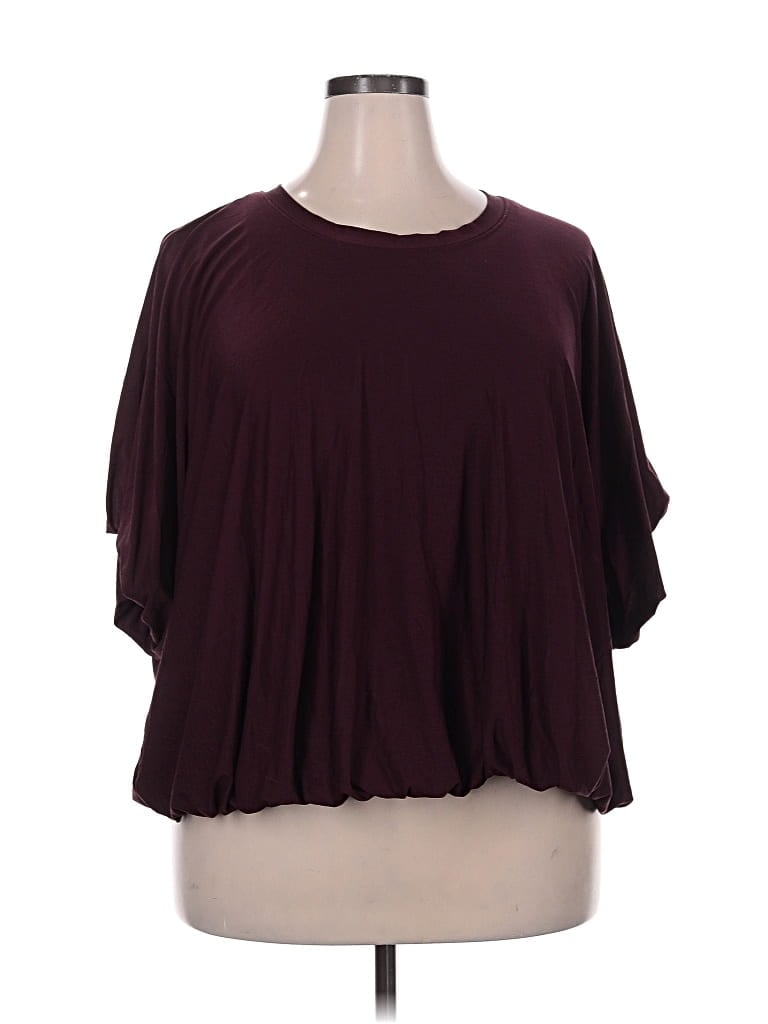 Active By Old Navy Short Sleeve Top Burgundy Cold Shoulder Neckline Tops