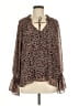 Sen Animal Print Brown Long Sleeve Blouse Size Med (2) - photo 1