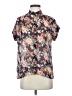 Bellatrix 100% Polyester Floral Blue Short Sleeve Blouse Size S - photo 1