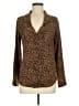 Never Fully Dressed Animal Print Brown Long Sleeve Blouse Size 6 - photo 1