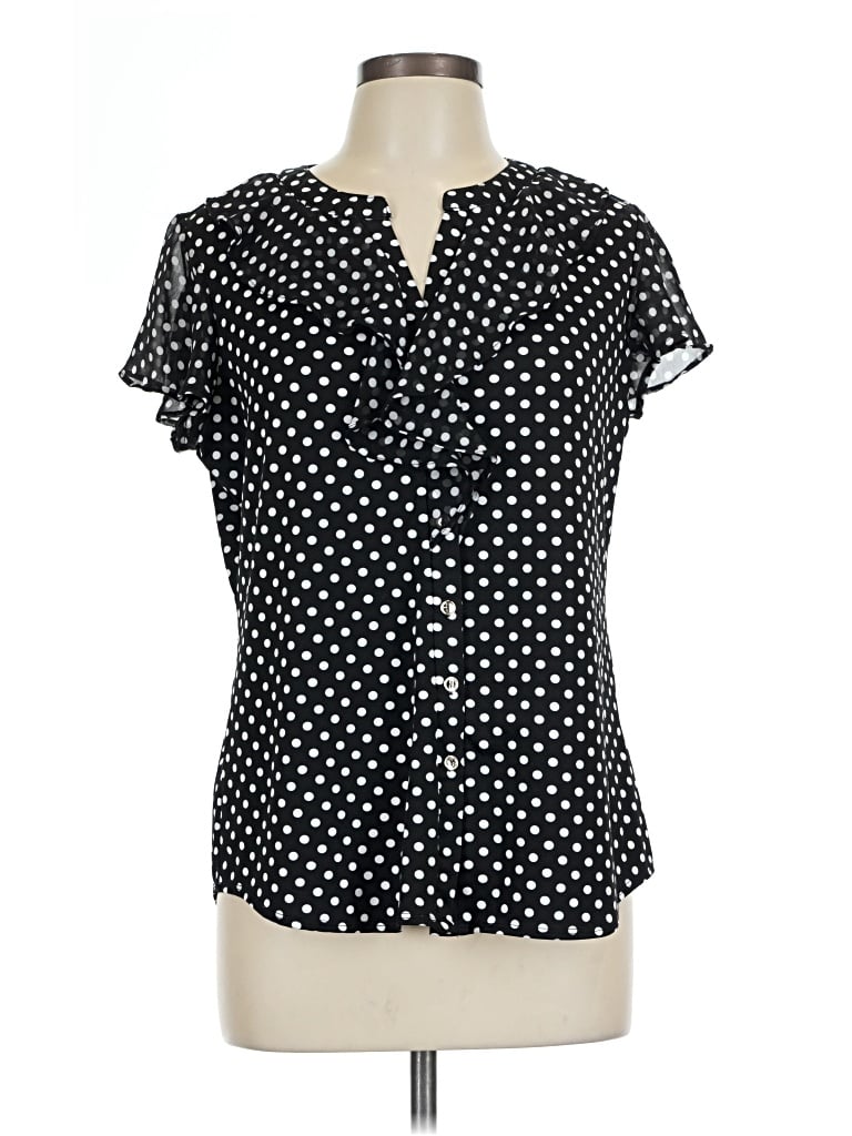 Pre-owned Perseption Concept Short Sleeve Blouse In Black