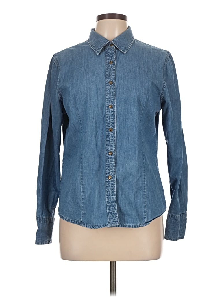 Pre-owned White Stag Long Sleeve Button Down Shirt In Blue