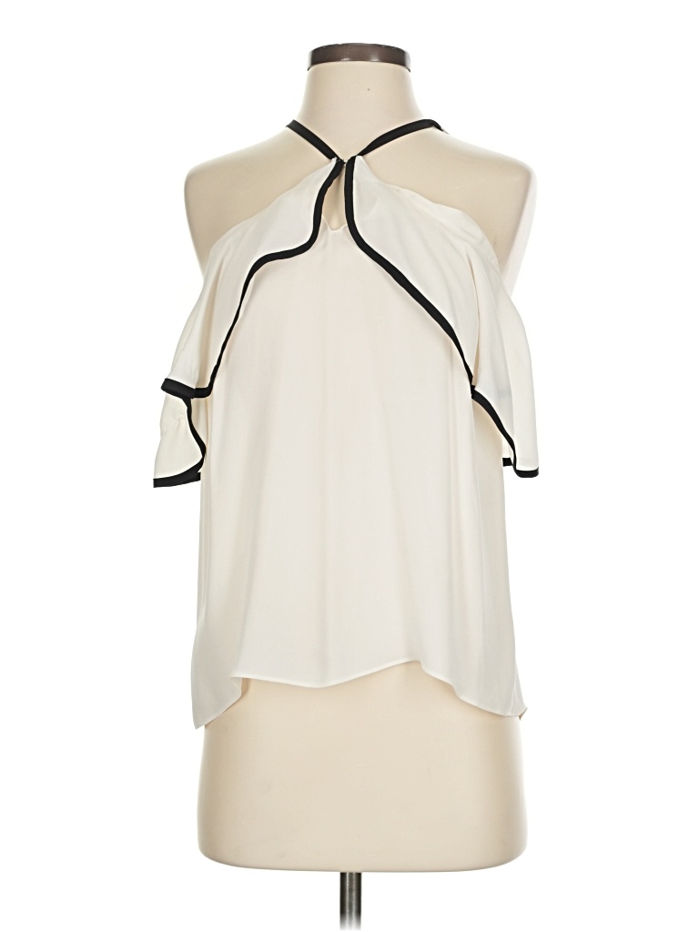 Pre-owned Unbranded Tank Top Ivory Cold Shoulder Neckline Tops In White