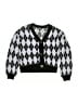 FRESHMAN Argyle Black Cardigan Size 7 - photo 1