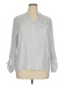 Atmosphere Stripes Silver White Long Sleeve Blouse Size 16 - photo 1