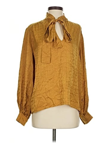 Anine Bing Long Sleeve Silk Top (view 1)