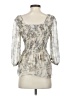Free People 100% Polyester Silver 3/4 Sleeve Blouse Size XS - photo 2