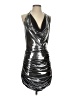 Halston Metallic Silver Cocktail Dress Size 2 - photo 1