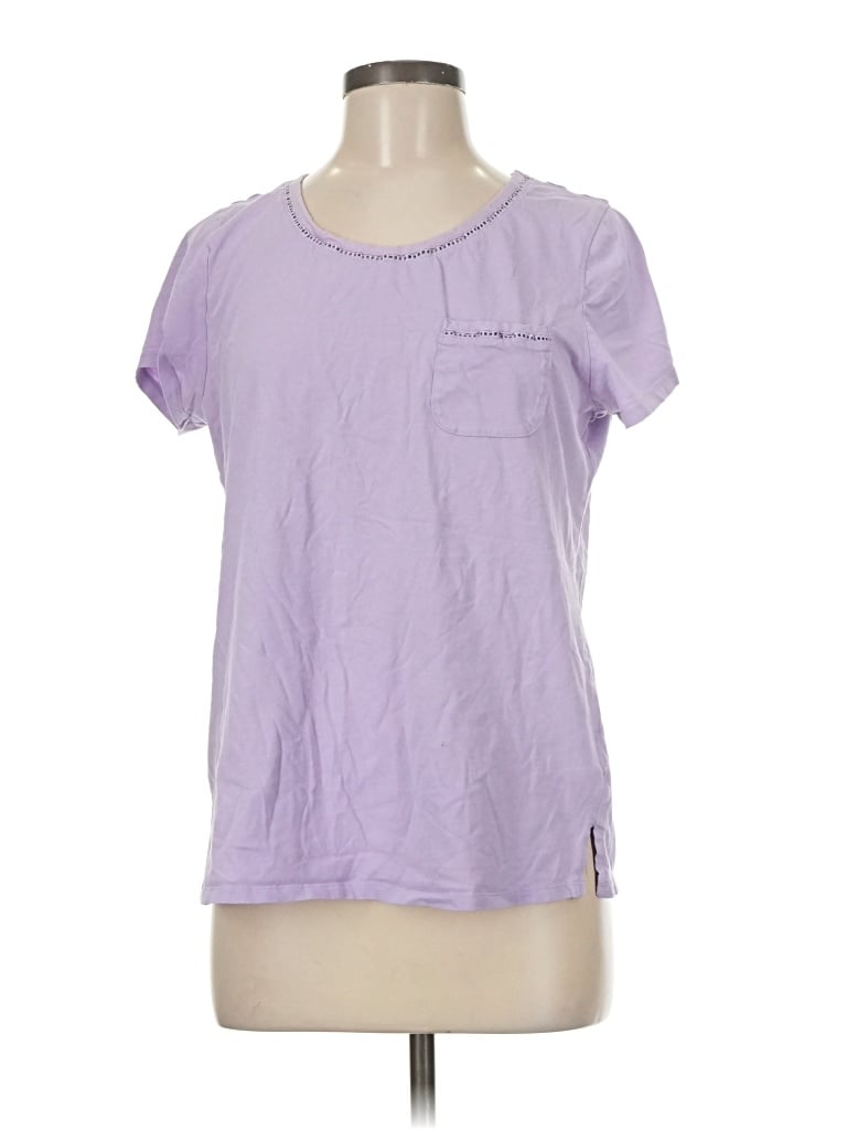 Pre-owned Carole Hochman Short Sleeve Top Purple Crew Neck Tops