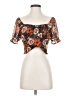 Paper Crane 100% Polyester Orange Short Sleeve Blouse Size S - photo 1