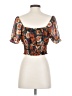 Paper Crane 100% Polyester Orange Short Sleeve Blouse Size S - photo 2