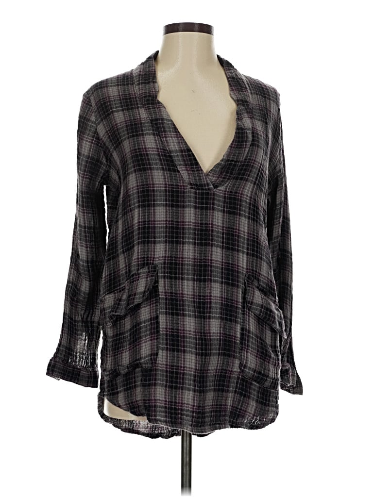 Pre-owned Natural Life 3/4 Sleeve Blouse In Burgundy