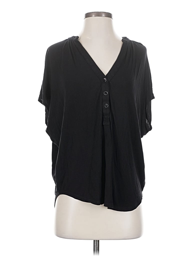 Pre-owned Amour Vert Short Sleeve Henley Shirt In Black