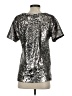 Vanessa Virginia 100% Polyester Metallic Silver Short Sleeve Top Size XS - photo 2