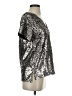 Vanessa Virginia 100% Polyester Metallic Silver Short Sleeve Top Size XS - photo 4