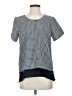MICHAEL Michael Kors 100% Polyester Houndstooth Blue Short Sleeve Blouse Size S - photo 1